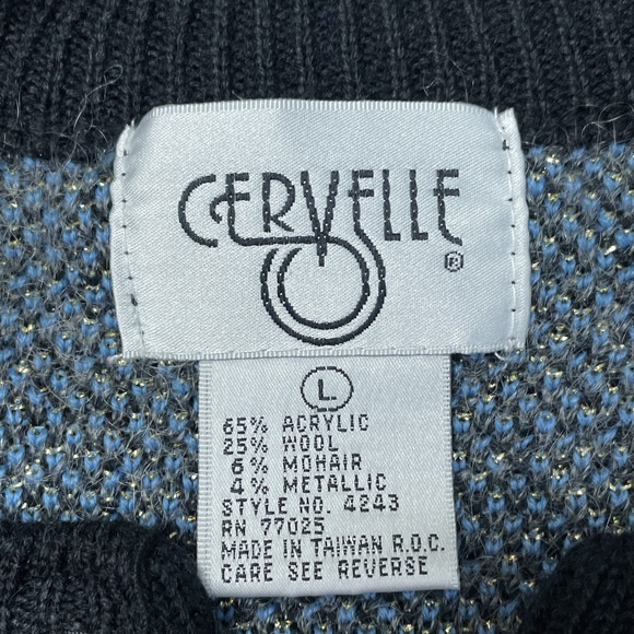 Vintage Cervelle Women's L Cardigan Black Wool Blend H1105 - Picture 4 of 7
